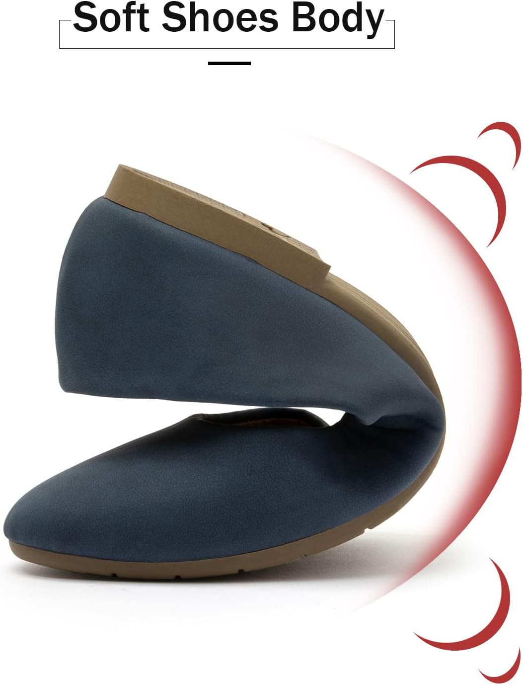 katliu Women Comfort Flats Round Toe Ballet Flats Slip on Walking Flat Shoes Navy - Image 2