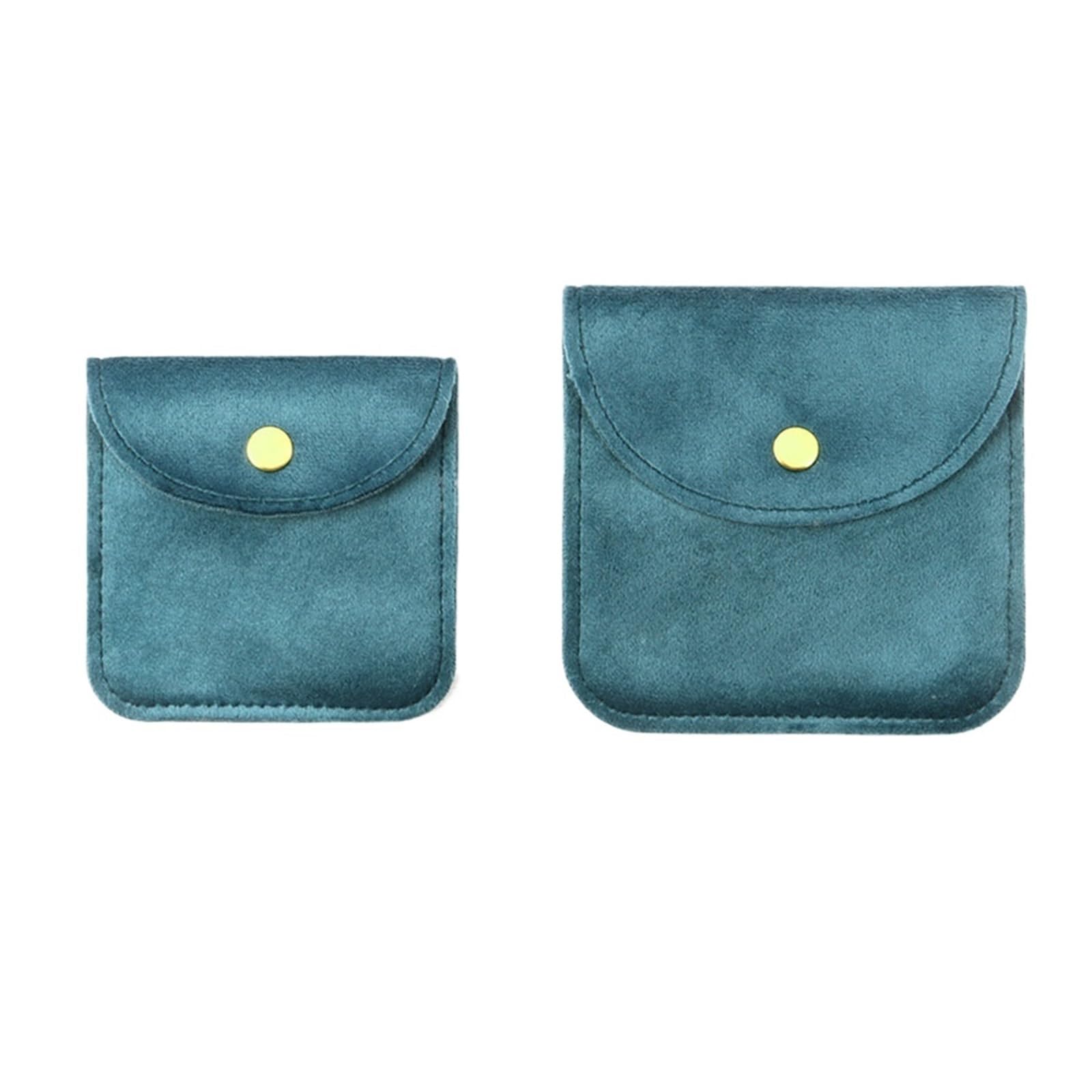 LXLAEOANG Velvet Jewellery Pouches Snap Button Jewellery Pouch Fillet Velvet Bag Envelope Jewelry Necklace Bracelet Storage(Cyan-10x10cm)