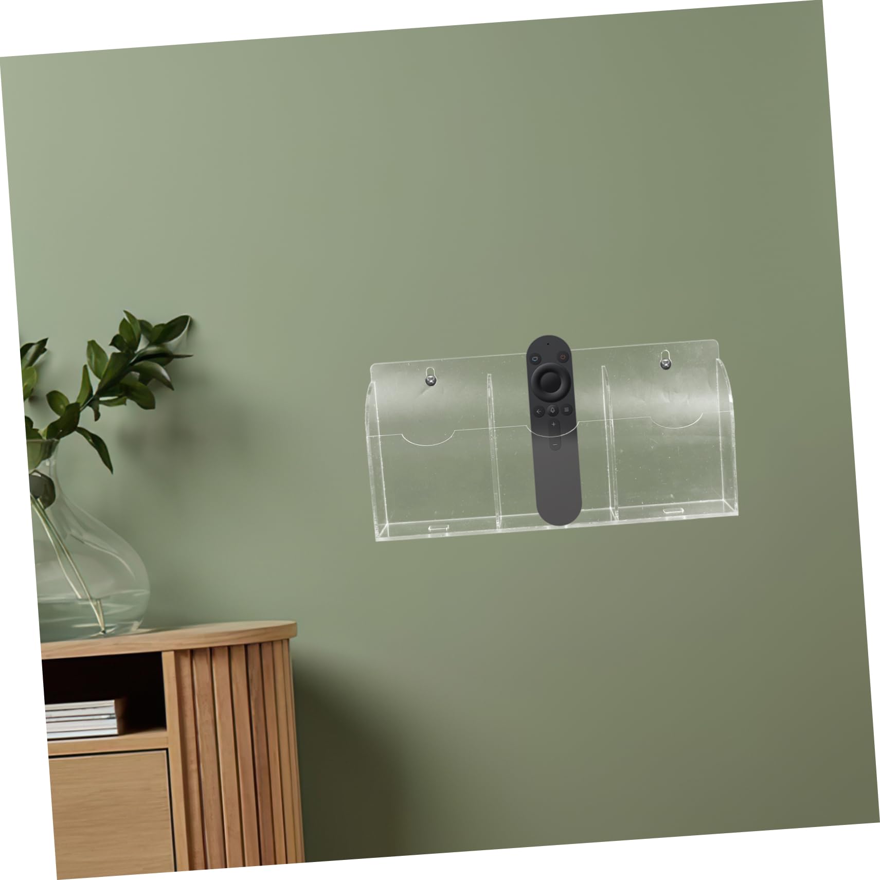 Supporto da parete per telefono, multifunzionale in acrilico trasparente, con scomparti per telecomandi e forniture per ufficio, elegante scatola trasparente per casa e ufficio