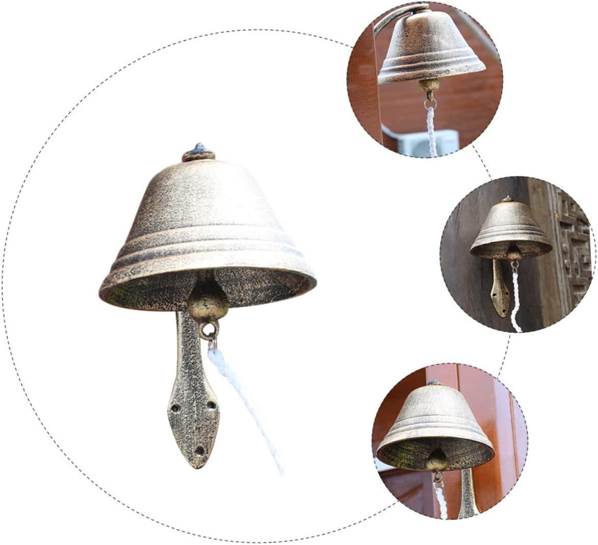 Garneck Rustic Doorbell Decor Cast Iron Wall Mounted Bell Antique Style Iron Doorbell for Home