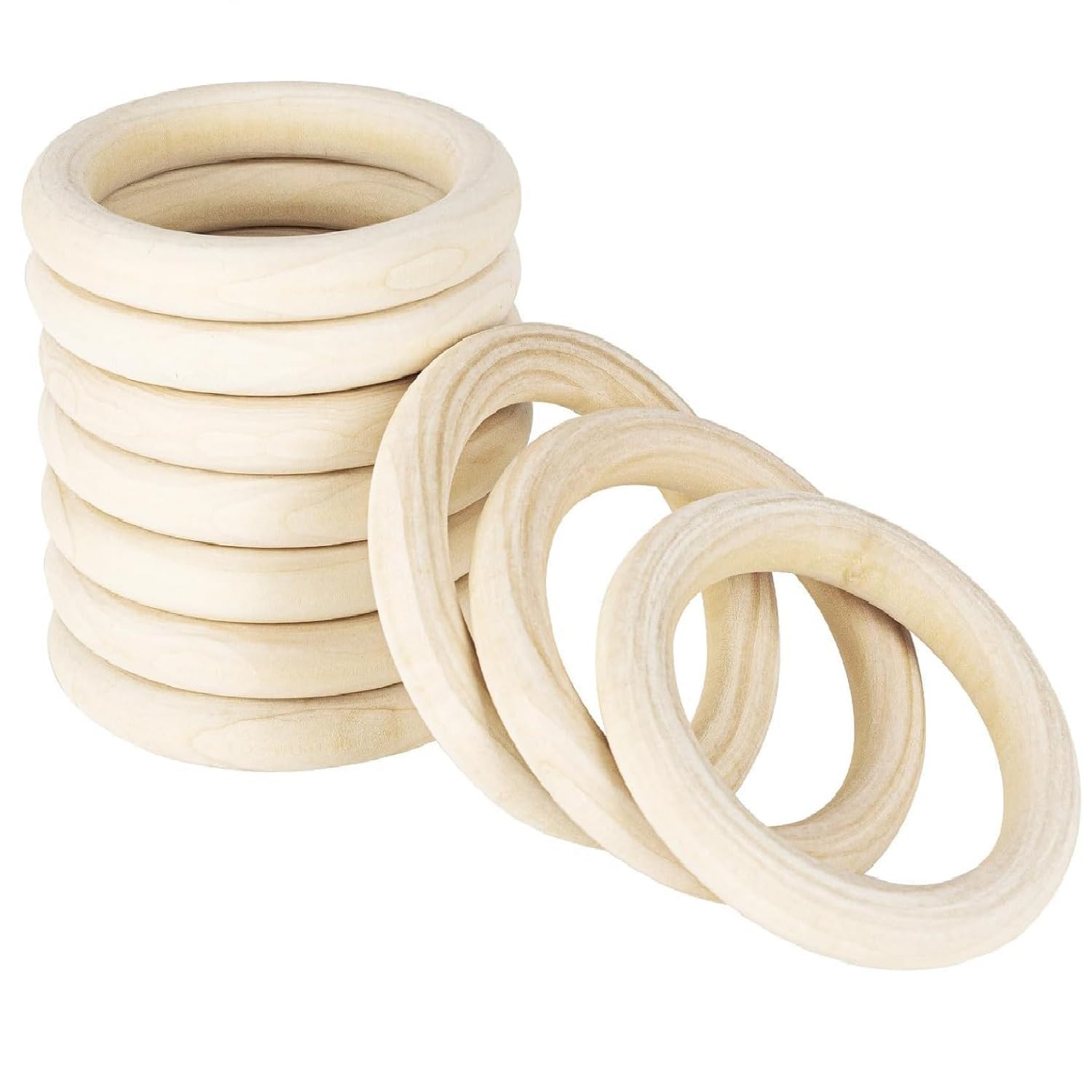 Photo 1 of 20 Pack Wood Rings for Crafts, Natural Wood Rings for Macrame, Unfinished Wooden Rings for DIY Pendant Connectors Jewelry Making - 4 Inch / 100 mm Diameter