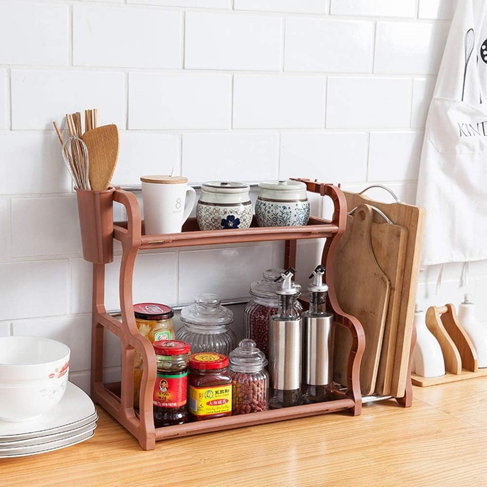 キッチン収納 ホームキッチンカウンター収納用ダブルレイヤーの調味料ボトルオーガナイザーラック 調味料ラック (Color : Whi公式通販