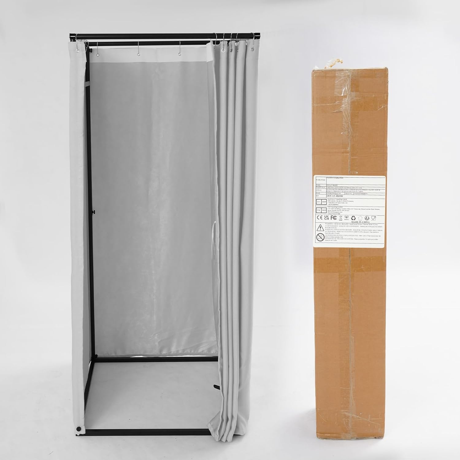 JY Freestanding Changing Room with Curtain, 33x33x78 Inch Portable Fitting Room Tent for Clothing Store, Movable Dressing Room Booth (Grey)