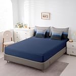 Feelyou Ombre Effects Bedding Set Twin Size 7 Pieces Blue Grey Comforter Set Simple Modern Geometric Modern Art Bed in a Bag with Comforter, Sheets, Pillowcases & Cushion Cover Room Decor