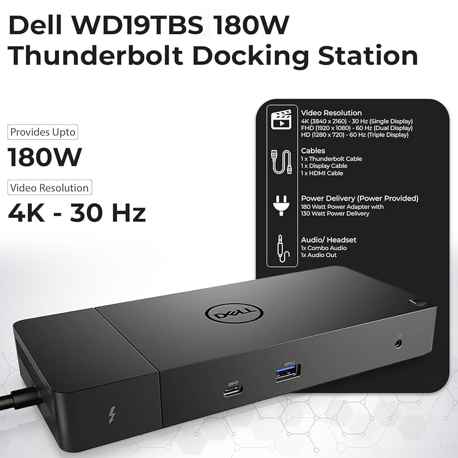 Amazon.com: Dell WD19TBS Thunderbolt Dock Bundle - 4K