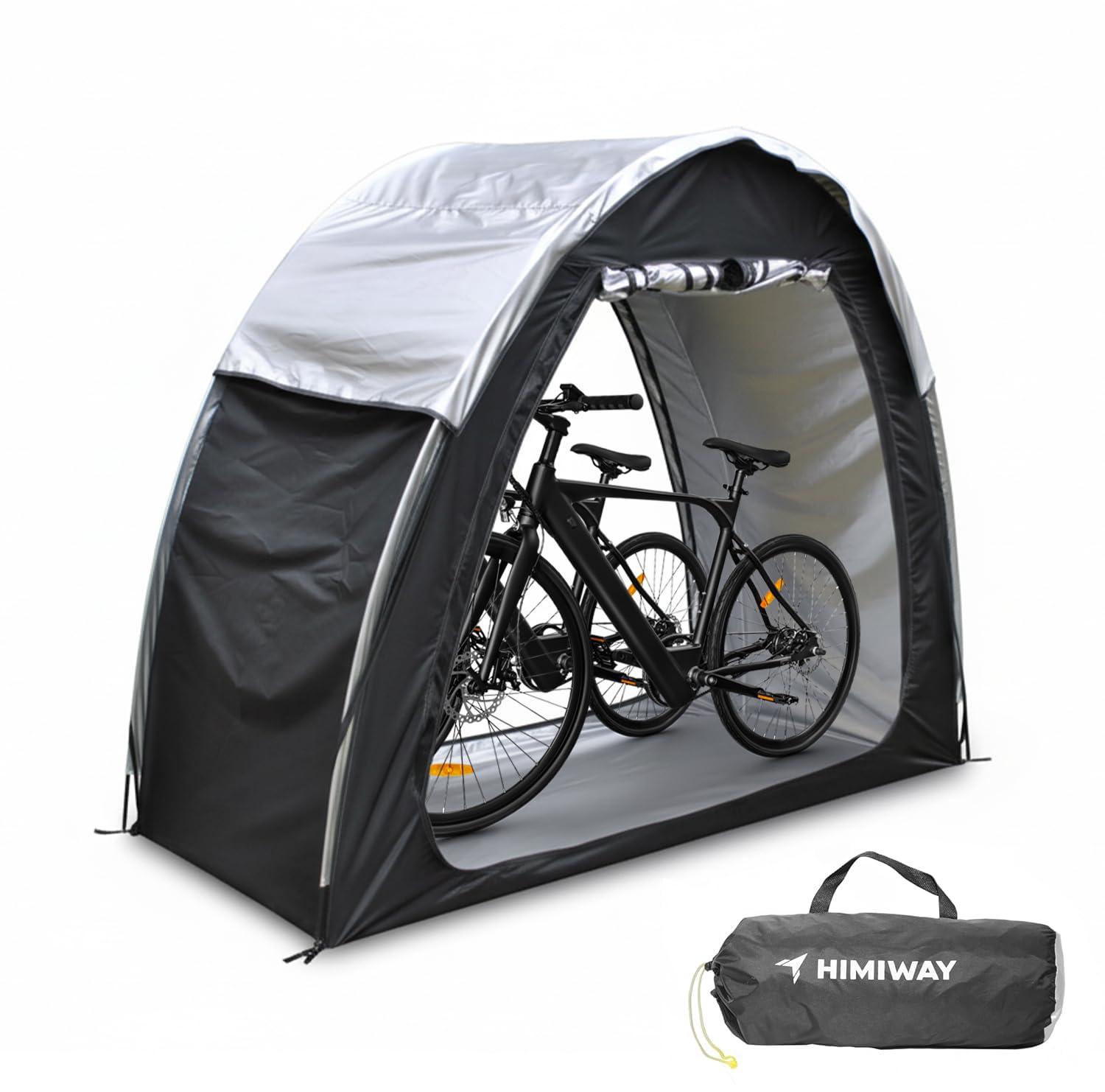 Himiway Bike Storage Shed Tent with Double Doors for 2 Bikes PU4000 Silver Coated Waterproof Anti-Dust 210D Oxford Fabric Portable Foldable Outdoor