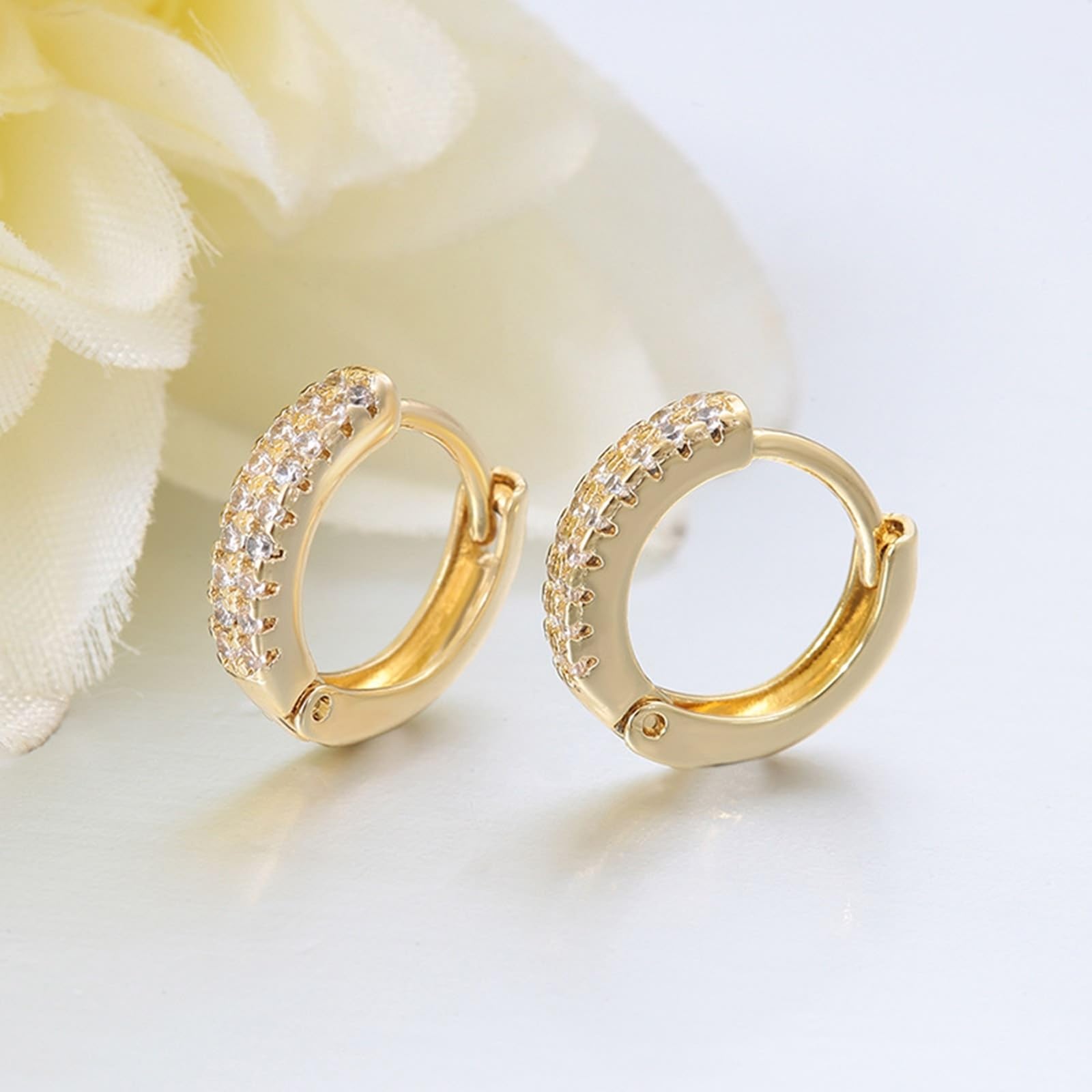 Prawdziwe złoto biżuteria z żółtego złota Au 375/585/750 kolczyki z moissanitem, klasyczne kolczyki 9K/14K/18K Gold Creole