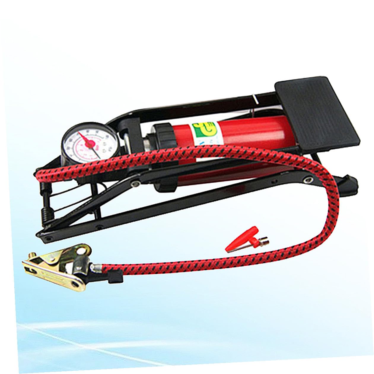 ifundom Hochdruck Tragbare Fußpumpe mit Manometer Rutschfestem Pedal Multifunktional für Auto Fahrrad Motorrad und Gummi Boote Praktische Reifenfüllpumpe für Unterwegs