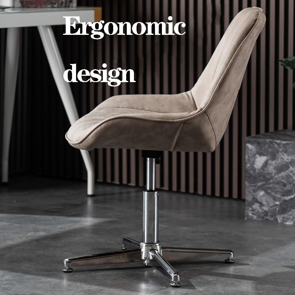 Criss Cross krzesło biurowe bez podłokietników obrotowe krzesło do salonu i makijażu tkanina wyściełana środkowym oparciem komfort stylowy PU khaki design