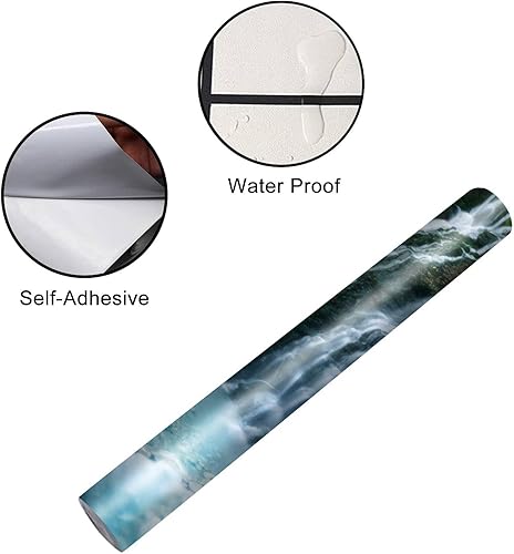 Miniatura 4 de Shirahige - Juego de envolturas de vinilo autoadhesivas para refrigerador, diseño de cascada azul natural, biei, río, verano, puerta, mural, Color