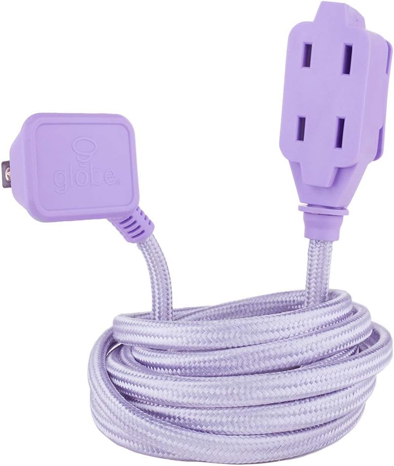 Cordinate Designer 3Outlet Extension Cord, 8 Ft Braided Cable, 2Prong