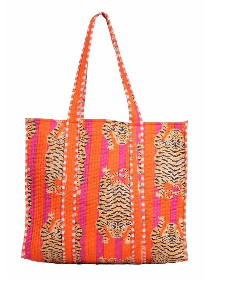 Quilted Cotton Hand printed Reversible Large multicolor cotton Tote Bag,Indian Handmade Block Printed Tote Bag Women Handbag