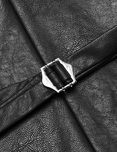 Coofandy Mens Leather Vest Casual Western Cowboy Vest Jacket Lightweight V-Neck Suit Vest Waistcoats (Black**, X_Large) #TOP5