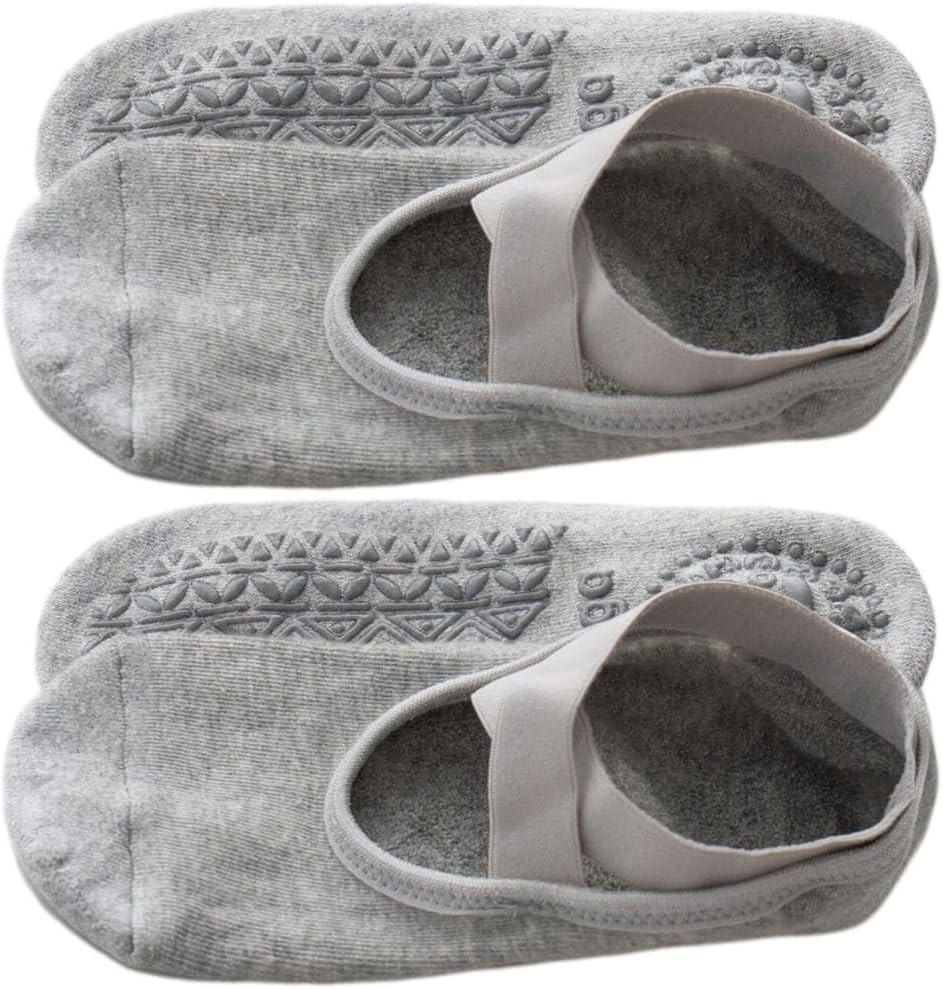 Dress Cici Yoga Grip Socks With instep Straps, Women Socks for Yoga, Pilates, Gym 2 Pairs One Size Fit EU Shoe Size 36-42