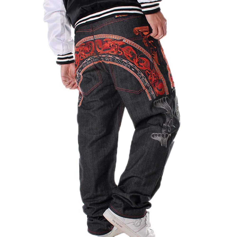 Men's Vintage Graffiti Hip Hop Style Baggy Jeans Rap Jeans