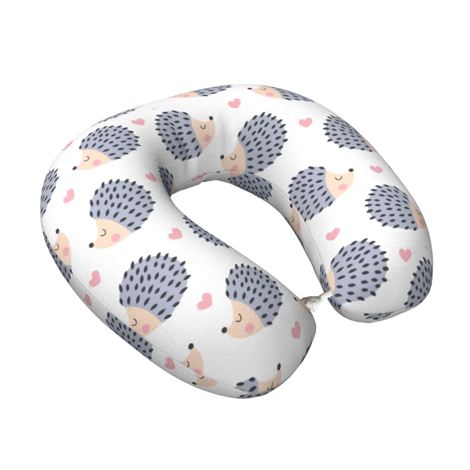 LKYMOH Kawaii Hedgehog Heart, Travel Neck Pillow U-Shaped Memory Neck Support Soft Comfortable With Washable Cover For Airplane Car Traveling and Office