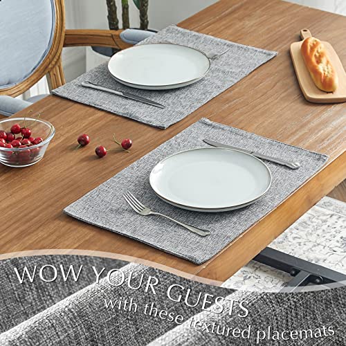 Jinchan Cloth Placemats Set Of 4 Faux Linen Placemats Gray Burlap Textured Fabric Durable Table Mats Farmhouse Placemat For Dining Table Double Layer Heat Resistant Tablemats 13X19 Inch Heathered Grey #TOP4