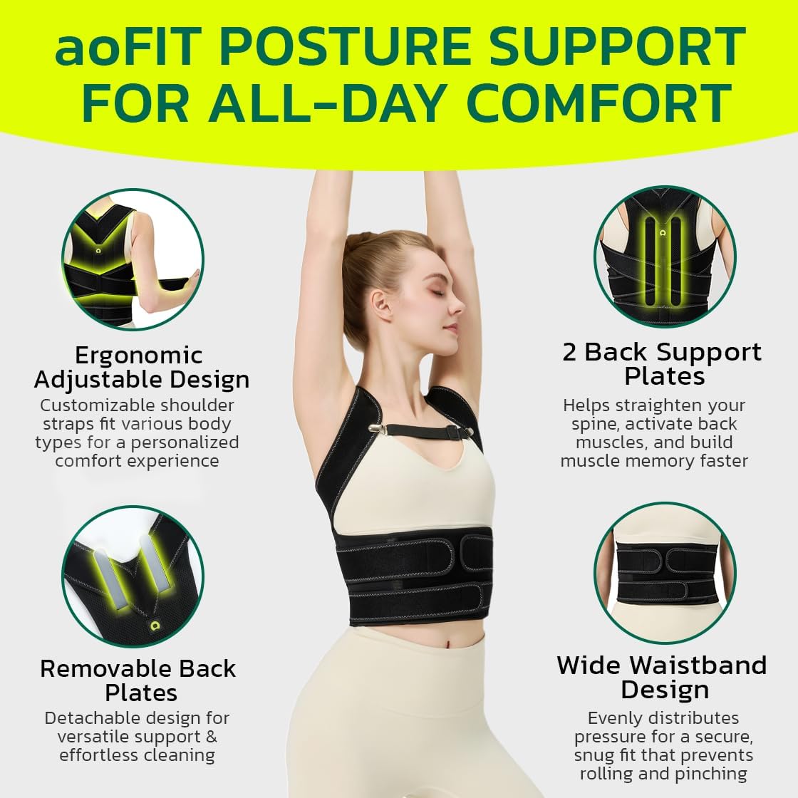 Back Brace Posture Corrector for Women - Under Clothes Upper Back view 3