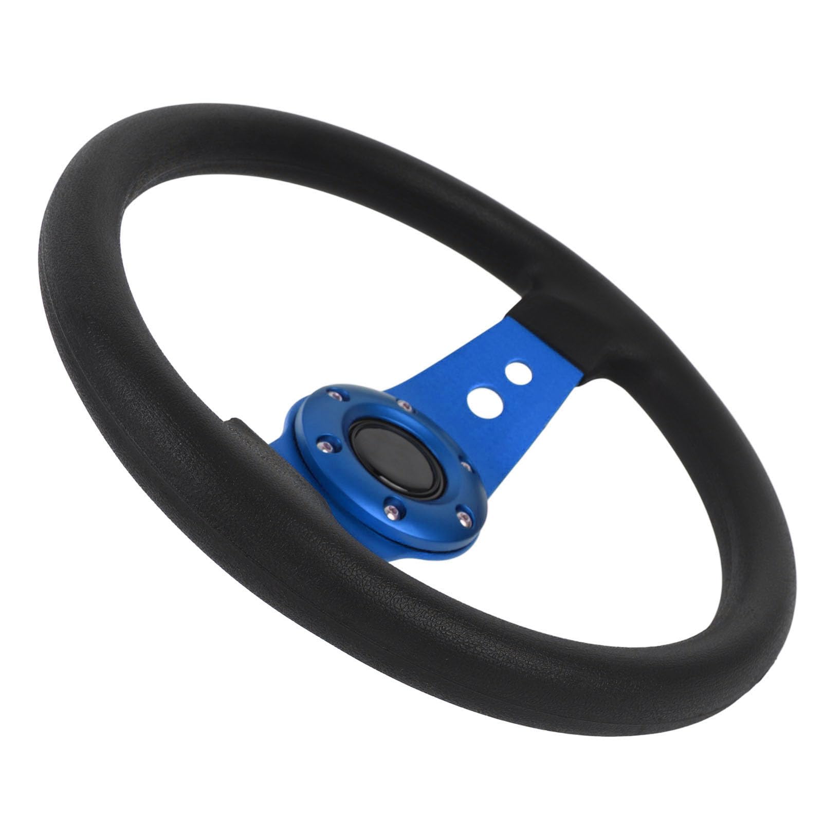 13-Zoll-Auto-Lenkrad Rennsport-Lenkrad PU Stilvoller Look Schlagfester Verbesserter Griff Einfache Installation Rennlenkrad für Fahrzeuge (BLUE)
