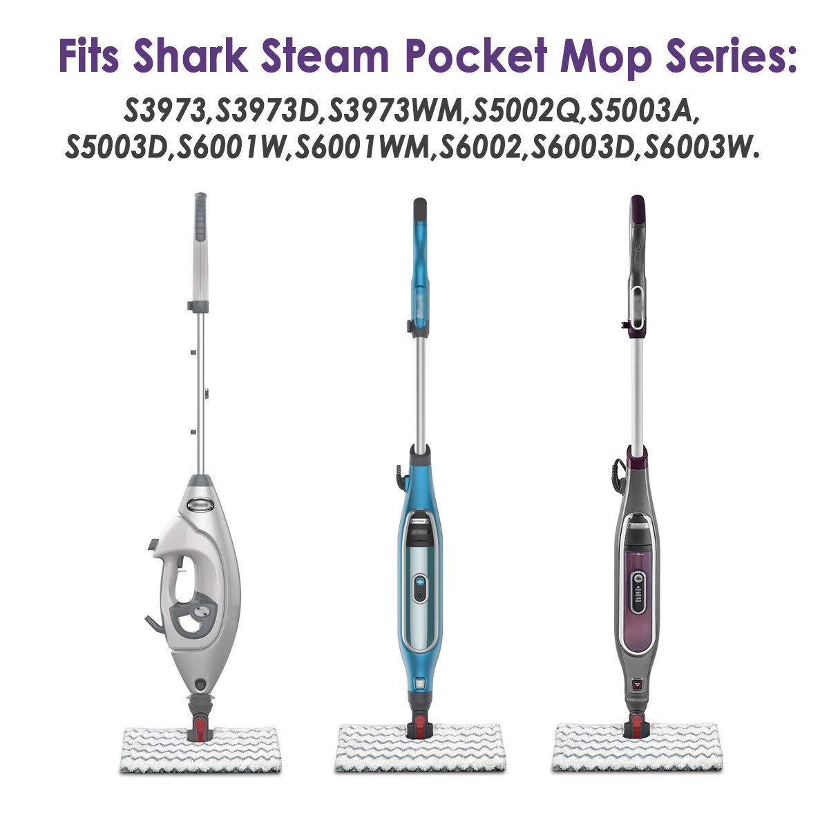 Zestaw 4 podkładek do mopa parowego Shark Lift-Away Pro Genius S3973, S3973D, S3973WM, S5002Q, S5003A, S5003D, S5004, S6001W, S6002, S6002C, S6003D, S6003W, bezdotykowy, zmywalny, 4-pak Wymienne