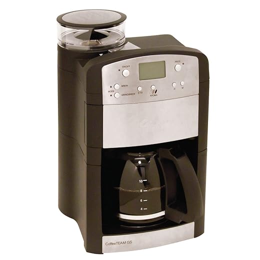 Capresso 464.05 CoffeeTeam GS 10-Cup Digital Coffeemaker with Conical Burr Grinder, Glass Carafe , Black , 15.5" x 9.5 "x 9.75"