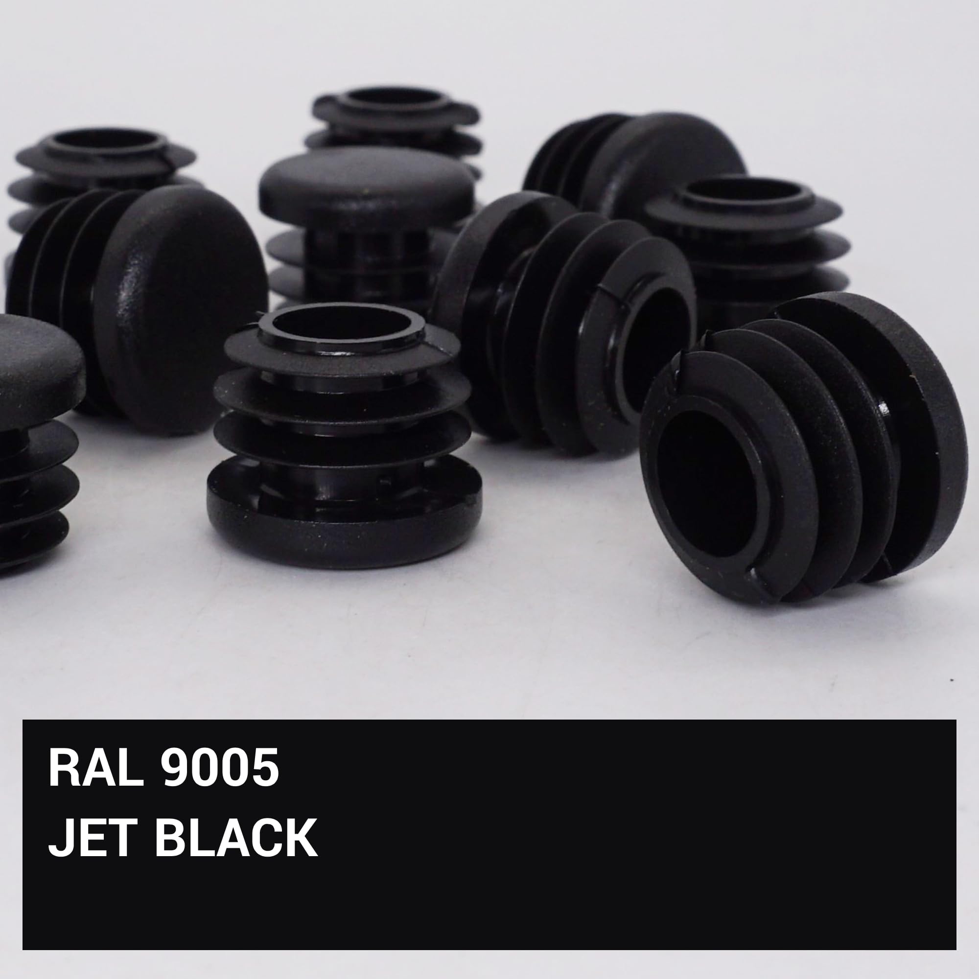 SKIR'CO (40 pcs) Round Tube Inserts 22 mm, Fence Post Plugs, Black Plastic Tube End Caps, Pipe Plugs, Black RAL 9005 - Image 3