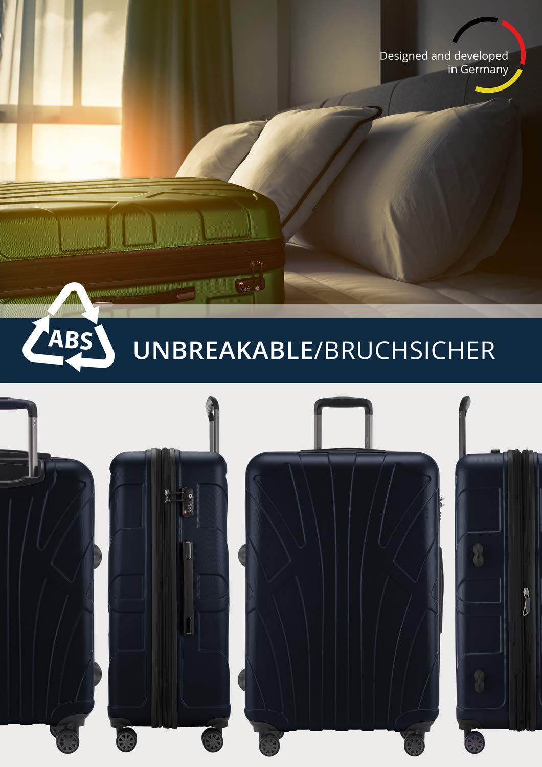 suitline - Großer Hartschalen-Koffer Koffer Trolley Rollkoffer XL Reisekoffer – Bild 4