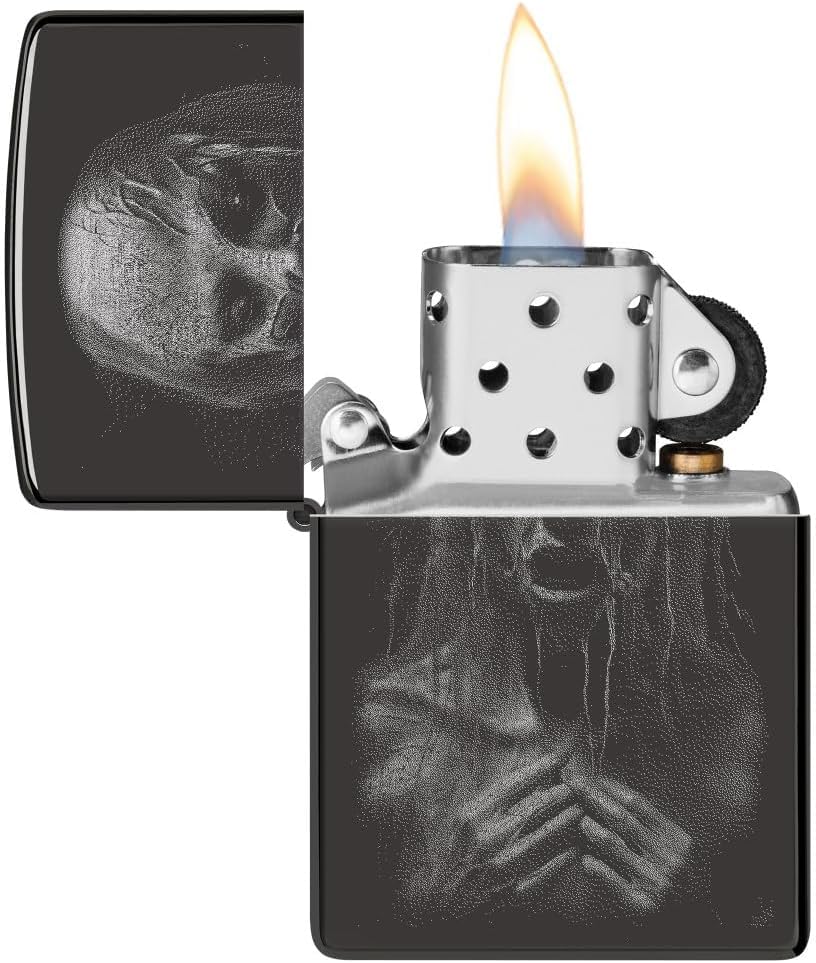 Encendedor Zippo personalizado diseño monstruo negro brillo miniatura 4