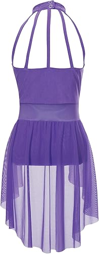 Miniatura 2 de winying Vestido de ballet lírico para niñas y niñas, sin mangas, encaje floral, leotardo contemporáneo, moderno disfraz de baile