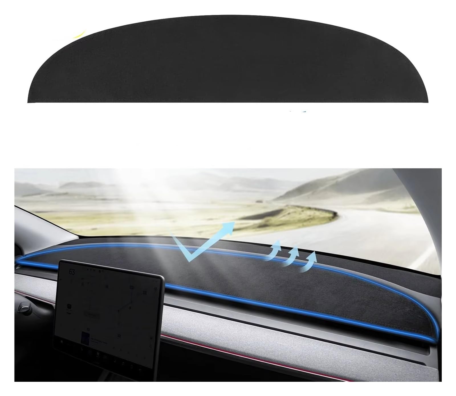 Tapis tableau de bord pour Tesla Model 3 2017-2023 en daim antidérapant - 6