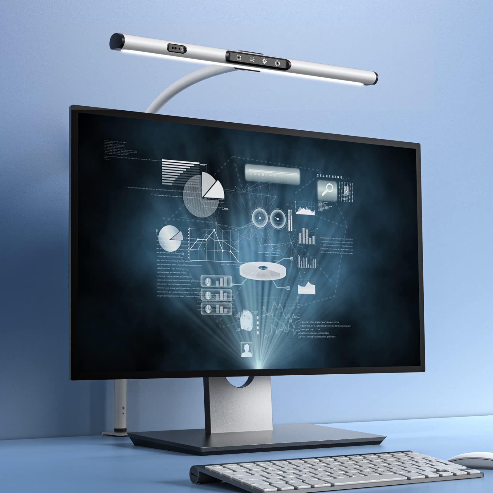 Desk Lamp for Home Office, Desk Light with Clamp, Office Lamp with Remote & Gesture Sensing, Monitor Light Bar, Adjustable Color Temperature & Brightness, 12W