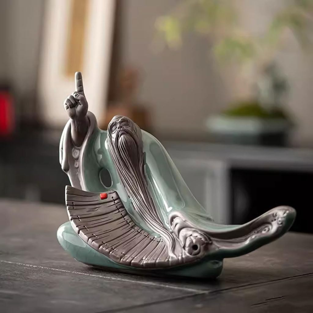 Adornos rústicos de cerámica para casa de campo, adornos de cerámica zen china para el hogar, sala de estar, estudio, estantería y decoración de oficina para decoración del hogar, mesa, sala de