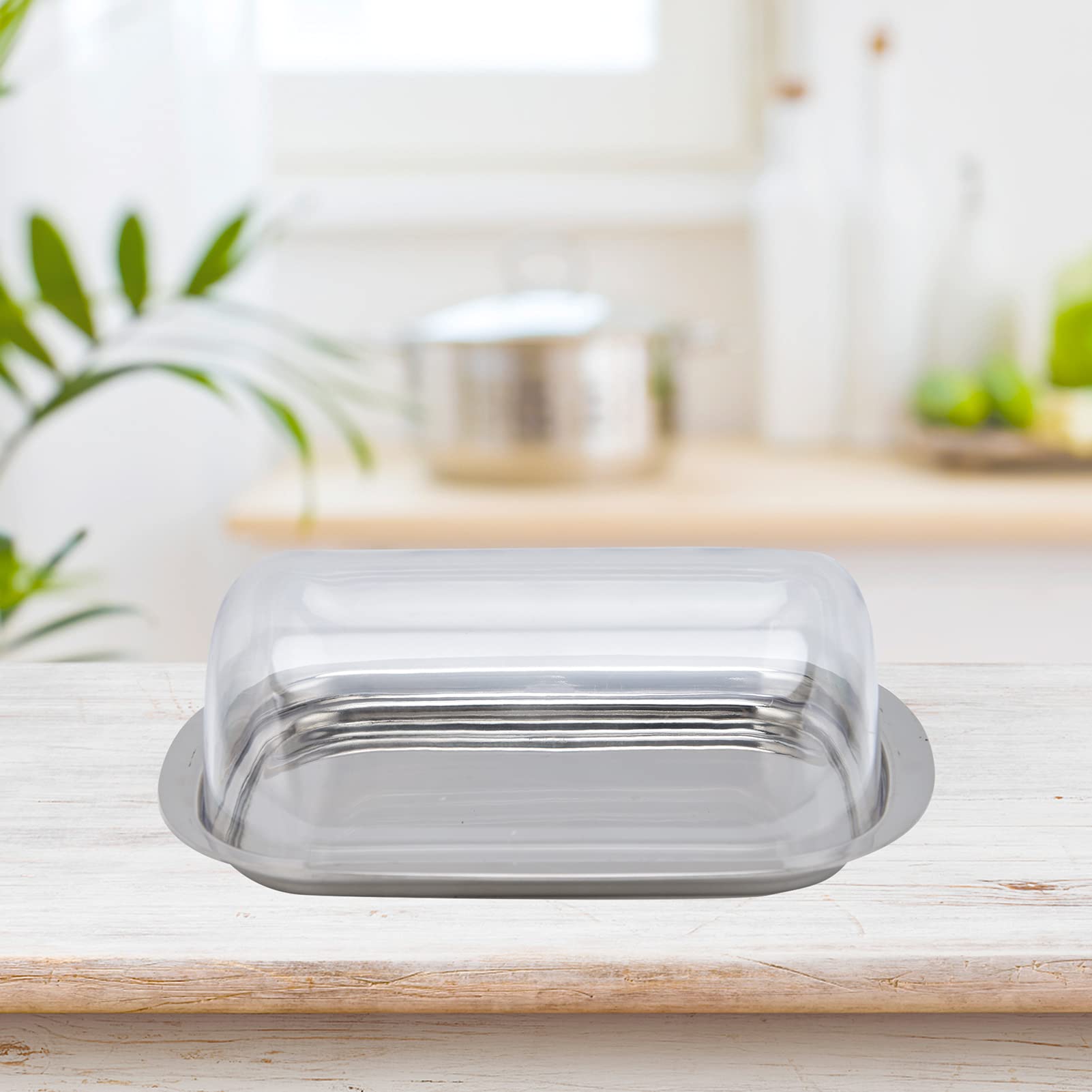 Beurrier hermétique avec couvercle en plastique, récipient à beurre en acier inoxydable pour comptoir réigérateur, stockage 15 Beurrier hermétique avec couvercle en plastique, récipient à beurre en acier inoxydable pour comptoir réigérateur, stockage 15
