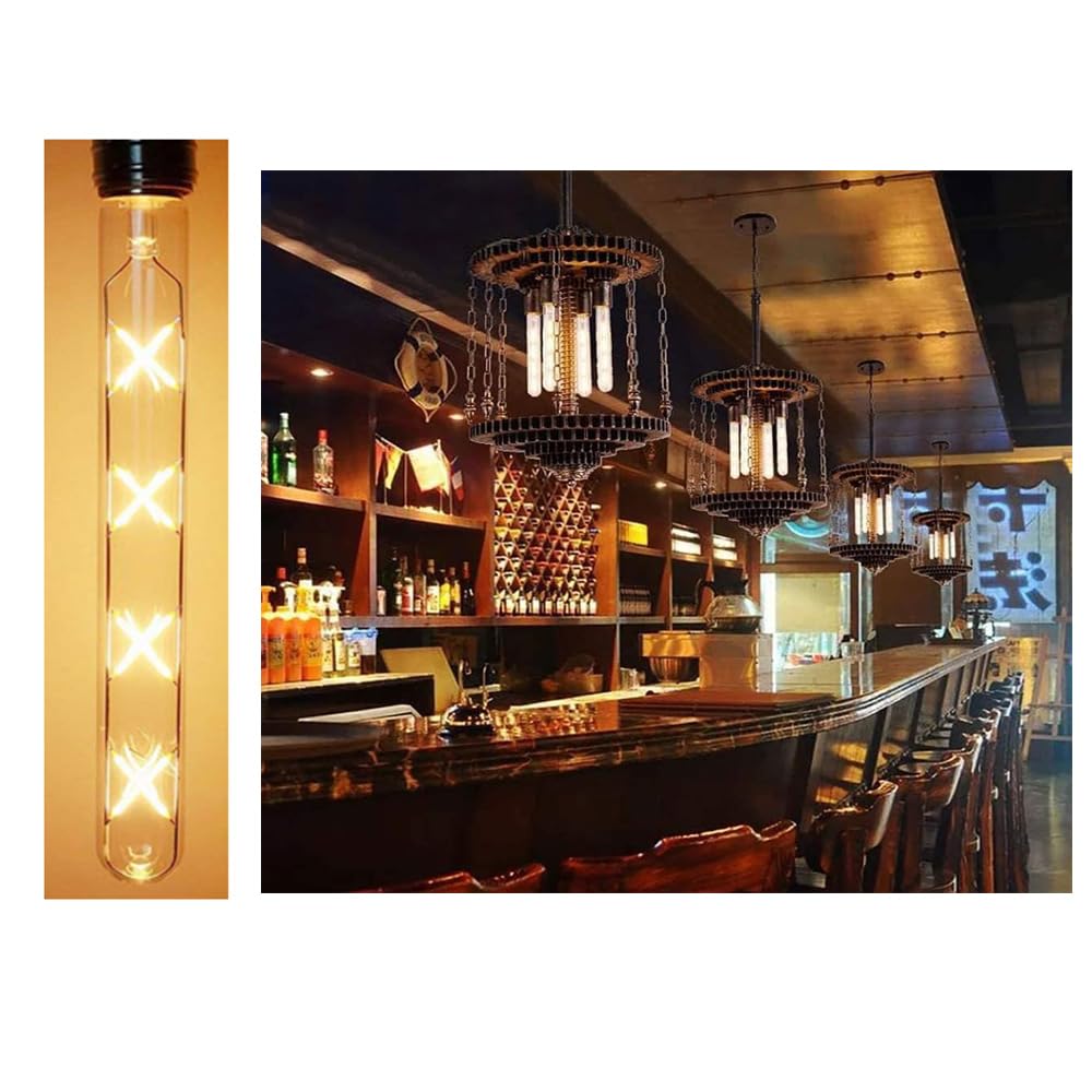 WANGPEI E27 T30-300mm LED Edison Vintage Bernstein Glas Tuber Wicklung Glühbirne 8W(70W Halogen Glühbirne äquivalent) 700LM Warmweiß 2700K Nicht Dimmbare E27 Retro Glühbirnen,12Stück