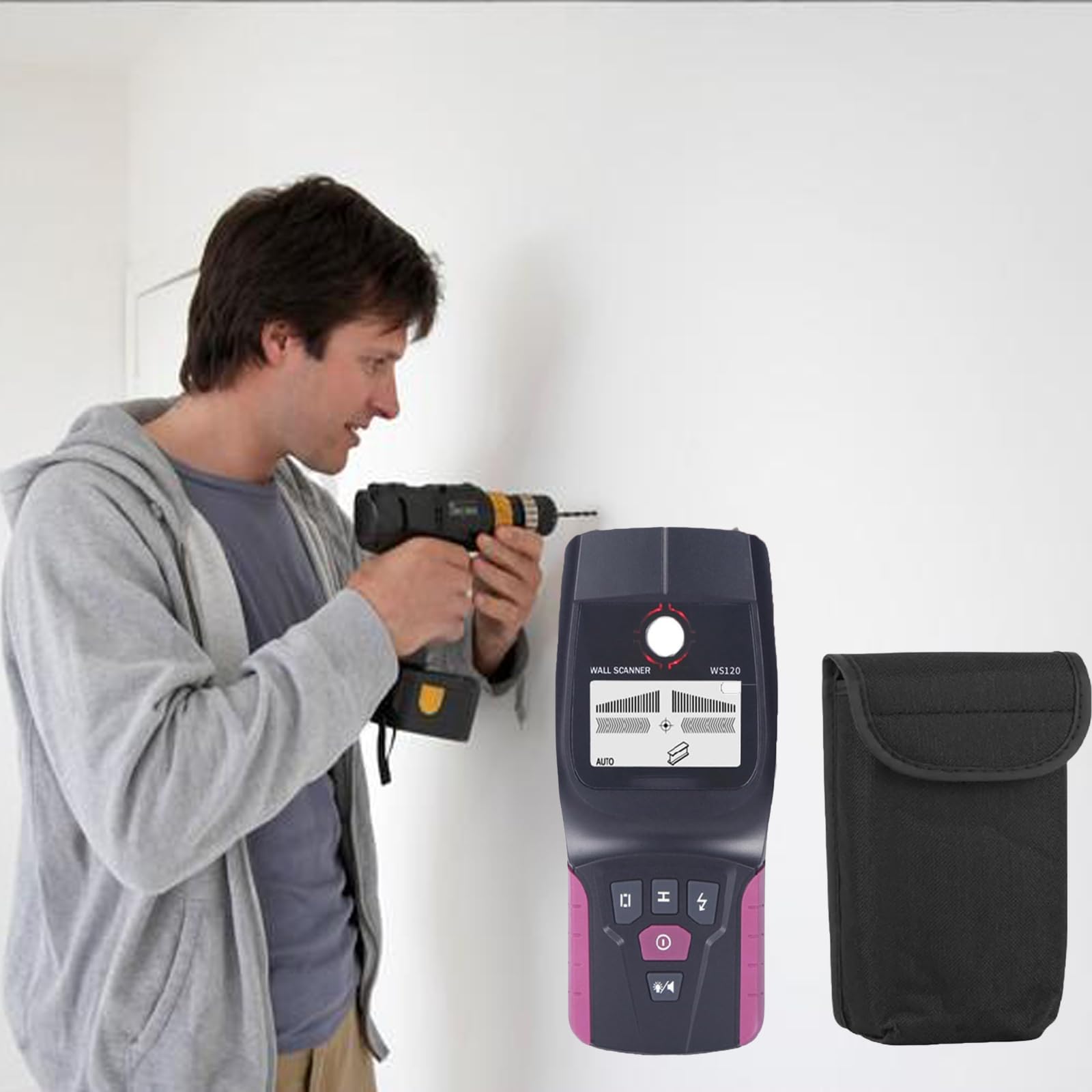 Détecteur De Montants Muraux avec Repérage du Centre, Mode De Balayage Automatique, Détection De Fils Et Câbles Électriques sous Tension, De Tuyaux d'eau en PVC Et Métaux, Positionnement Précis