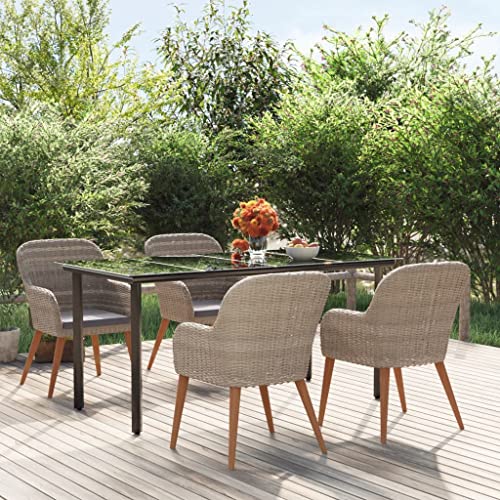 Cervaline Ensemble à Manger de Jardin et Coussins 5 pcs Marron,Meubles,Mobilier de Jardin,Salons de Jardin,52.55 kg-3156722