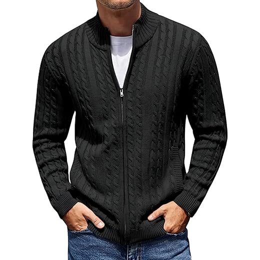TYSORT Mens High Neck Zipper Sweater