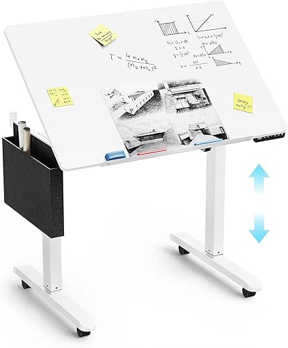 Standing Desk with Whiteboard Top – Electric Height Adjustable Drafting