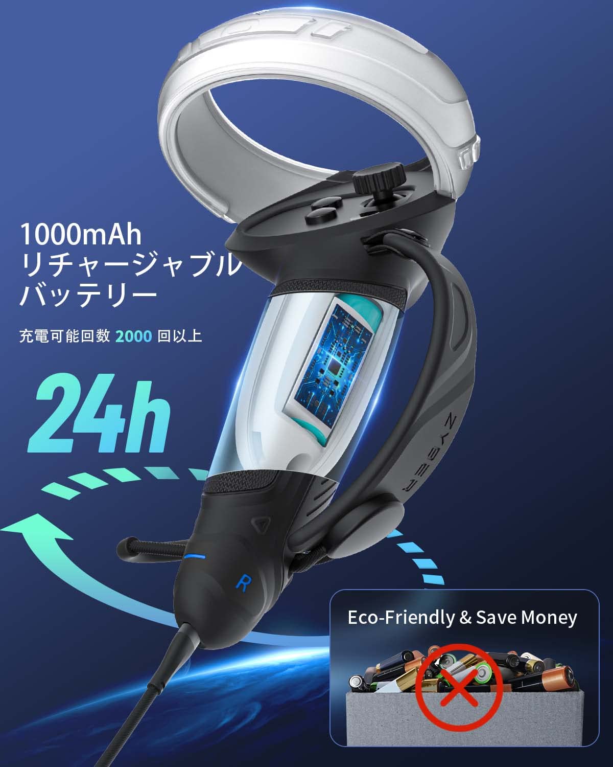 Amazon.co.jp: ZYBER 充電できるコントローラーグリップ Oculus Quest 
