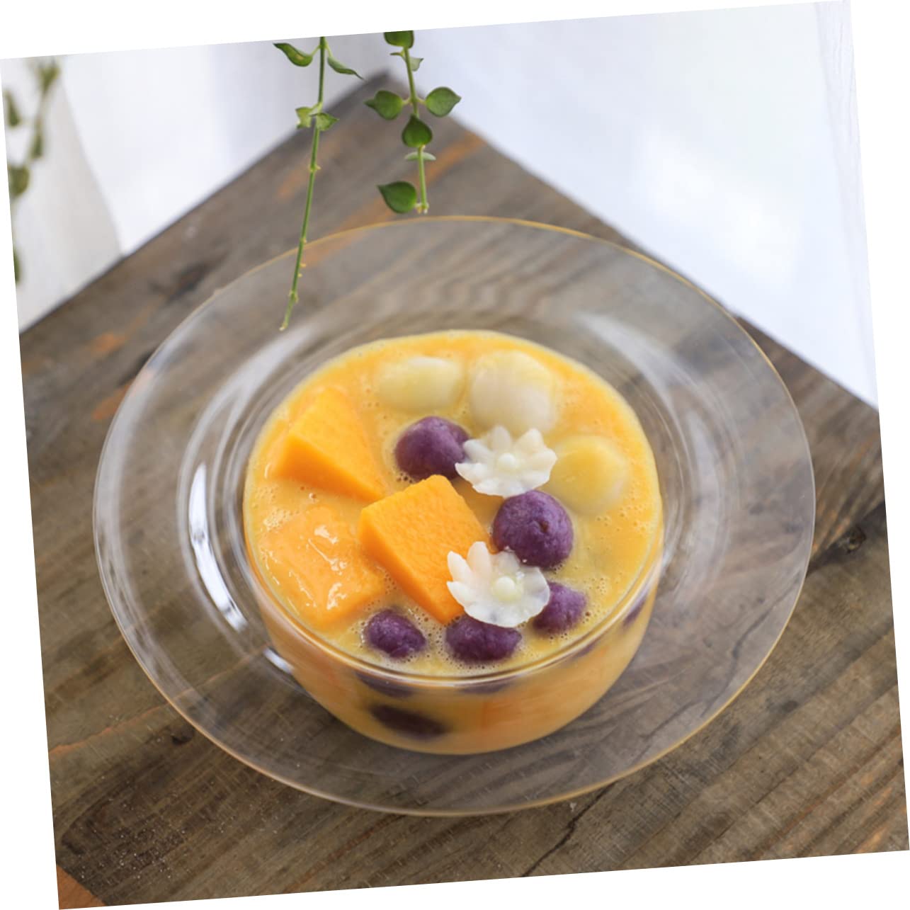 COLLBATH 1pc Straw Hat Fruit Bowl Yogurt Container Clear Mousse Cup Hat Shape Bowl Fruit Plate Storage Bowl Ice Cream Container Vegetable Yogurt Bowl Dessert Bowl Mini Hat Transparent Glass