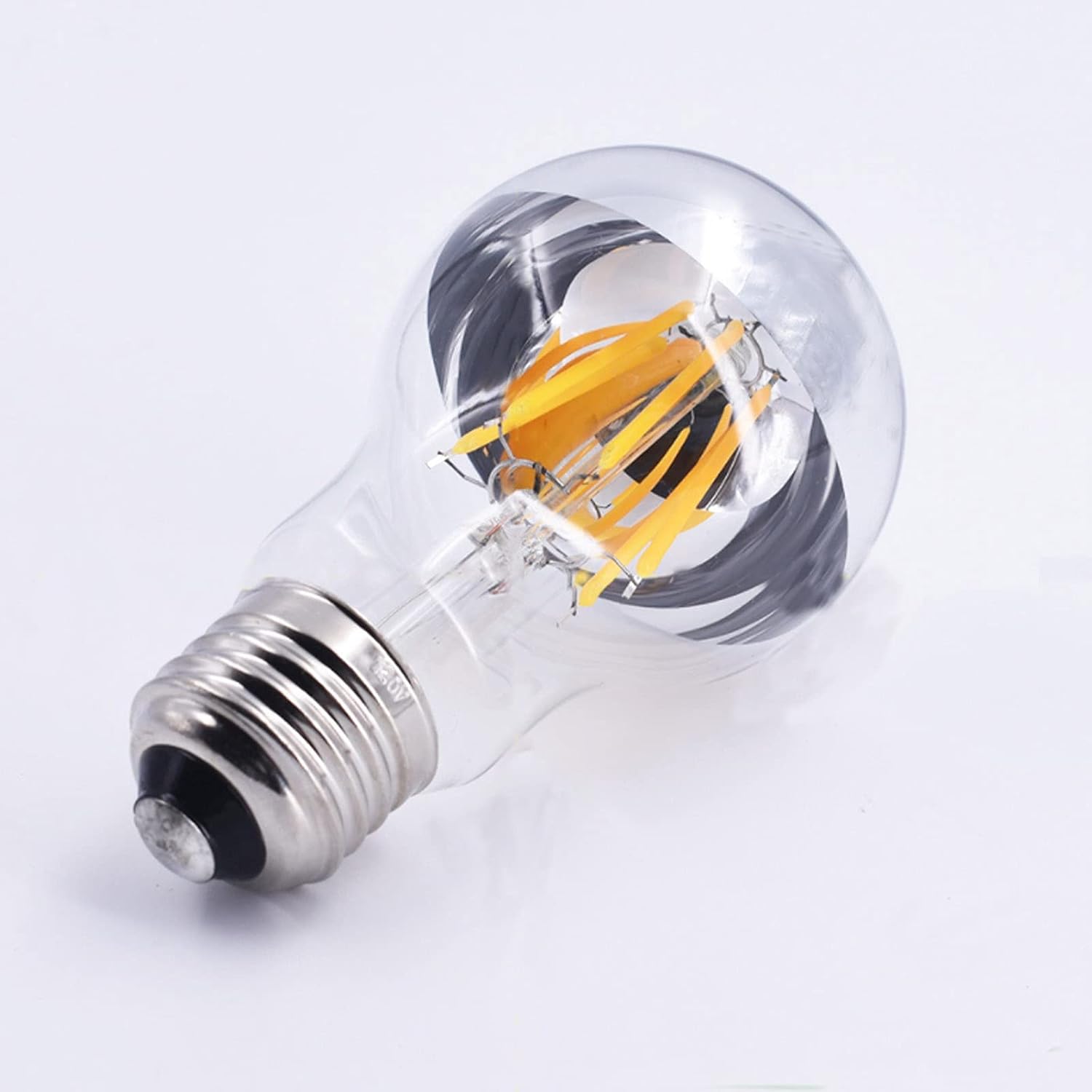 A19 Silver Half Chrome Light Bulb Dimmable 4W (Equivalent 40 Watt) LED Edison Bulb A60 Half Silve Dipped LED Bulb Globe Shape 2700K Warm White Decorative Mirror Light Bulb CRI 90+ E26 Base