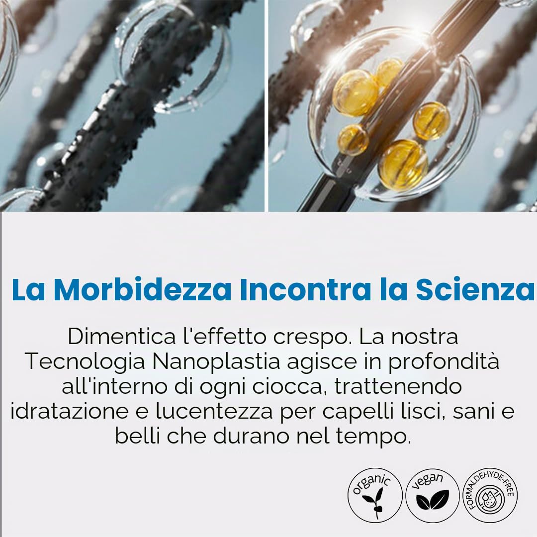 I Belli Capelli Torrano Keratin Kit, Trattamento alla cheratina per capelli liscianti in 1 fase (500ml) + Maschera all'olio di Argan (250g). Nanoplastia Keratina