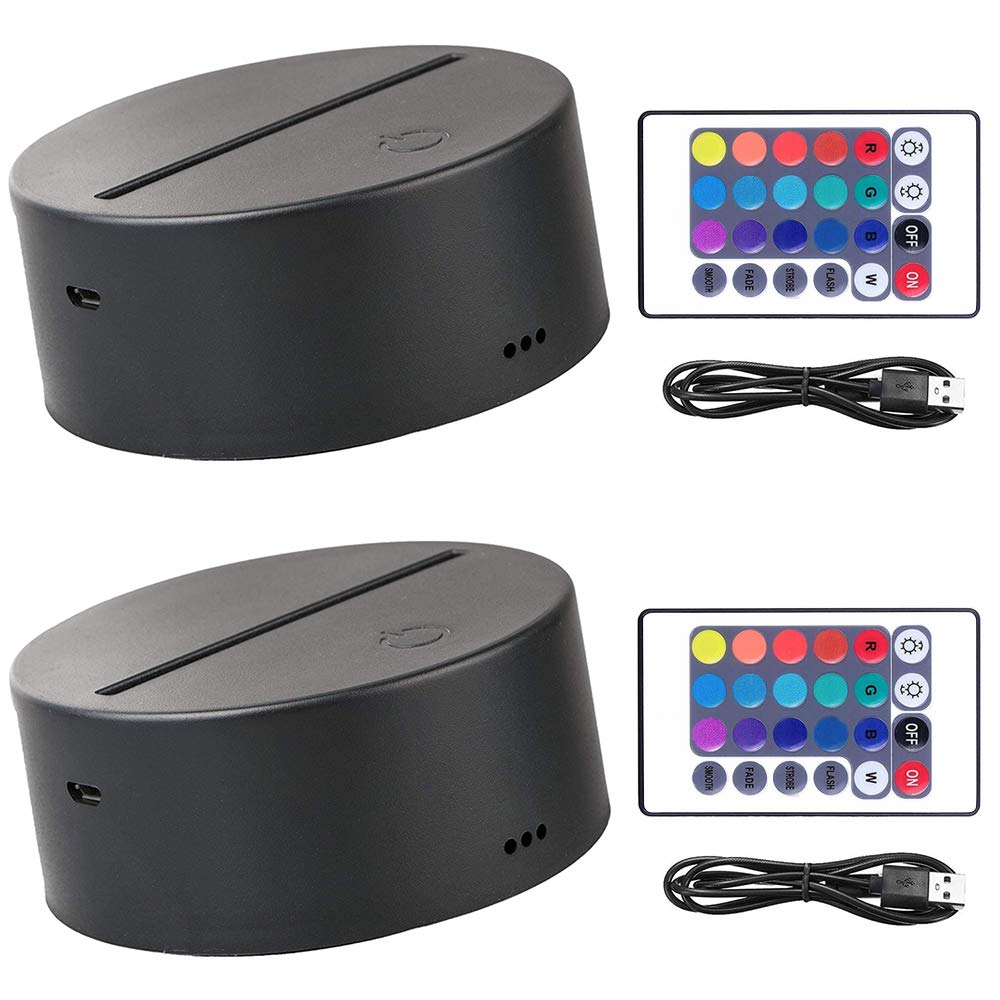 2-Pack 3D Night LED Light Lamp Base + Remote control + USB Cable Adjustable 7 Colors Decoration de la maison Decorative lights for bedroom child room living room bar shop cafe restaurant office