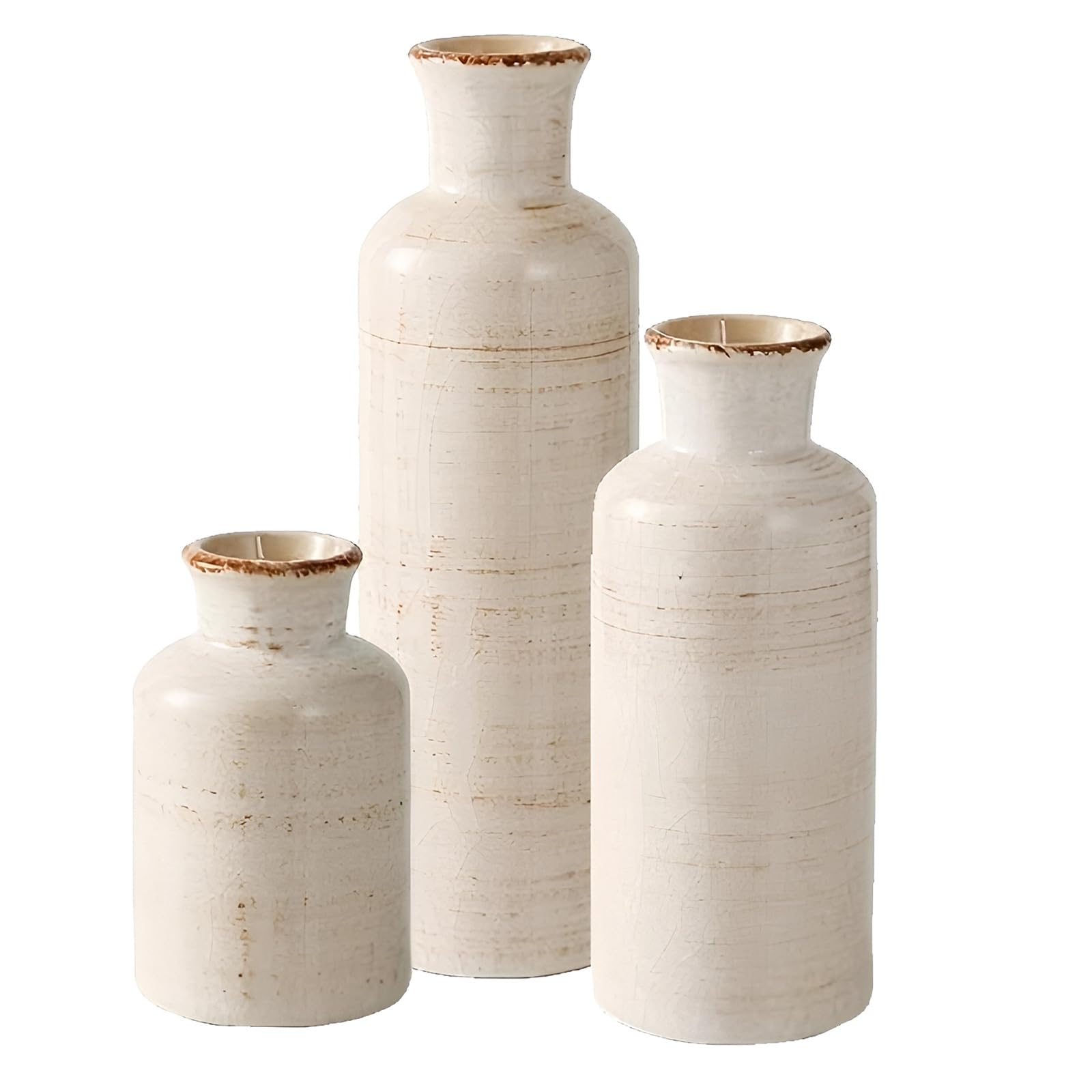 Ceramic Flower Vases Farmhouses Rustics Vases, Handcrafted Weathered Pottery Vase Terracottas Flower Vase Home Decors Decorsative for Home Decors