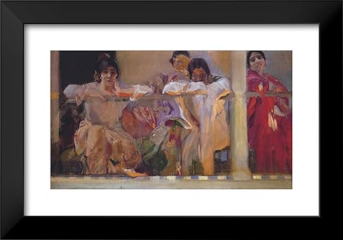 Vista 5 de ArtDirect Sorolla, Joaquin 24x17 Black Ornate Framed Art Print with Double Matting Titled: Artists Patio Cafe Novedades Seville Black Ornate Wood