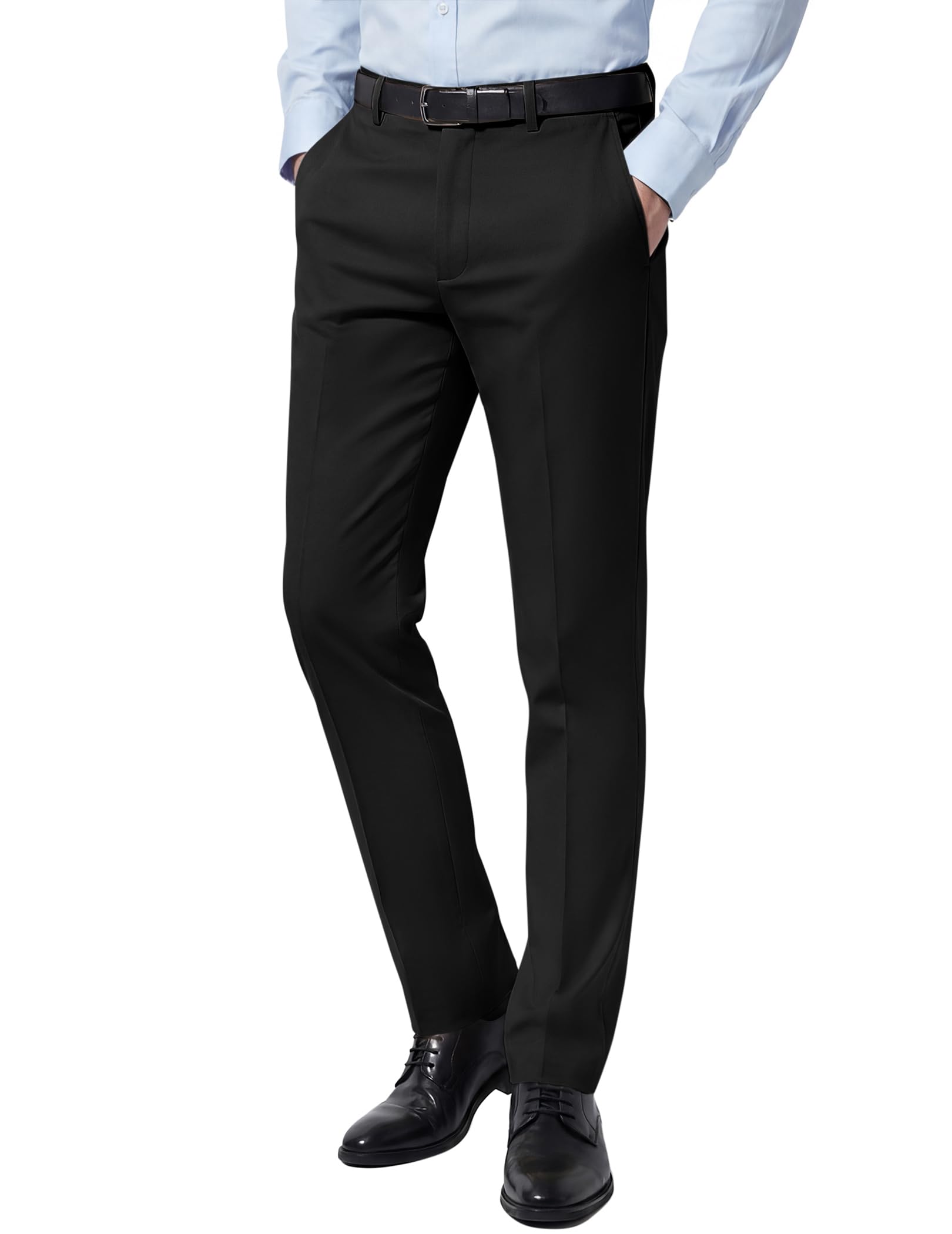 COOFANDY Mens Dress Pants Classic Formal Slim Fit Flat Front Slacks Casual Expandable Waist Suit Pants