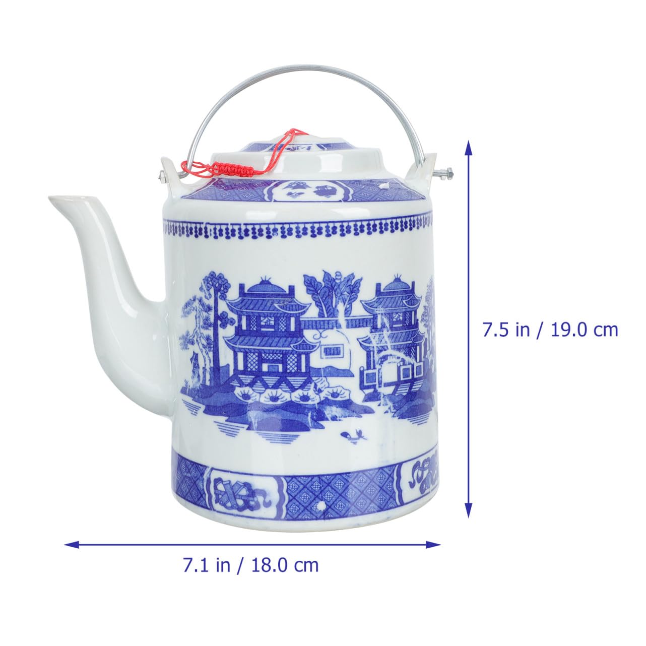 Vintage Théière en Porcelaine Bleue et Blanche, 1,5 L