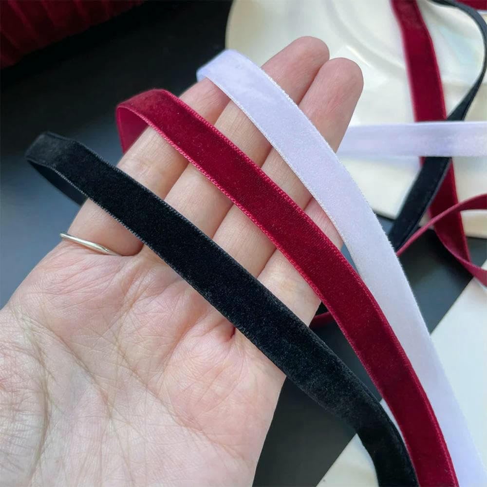 200 Yards/Rolle, 10 mm Samtbänder zum Verpacken von handgefertigten Schleifen, Weihnachtsaccessoires, Großhandel, einseitiges Beflockungsgurtband, Schwarz, 10 mm x 200 Yards