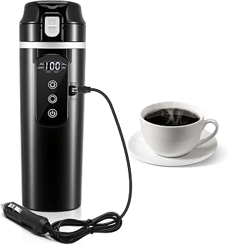 24V/12V Car Electric Kettle - Portable Travel Heating Cup, 500ml Car Tea Kettle and Coffee Cup With LCD Temperature Display