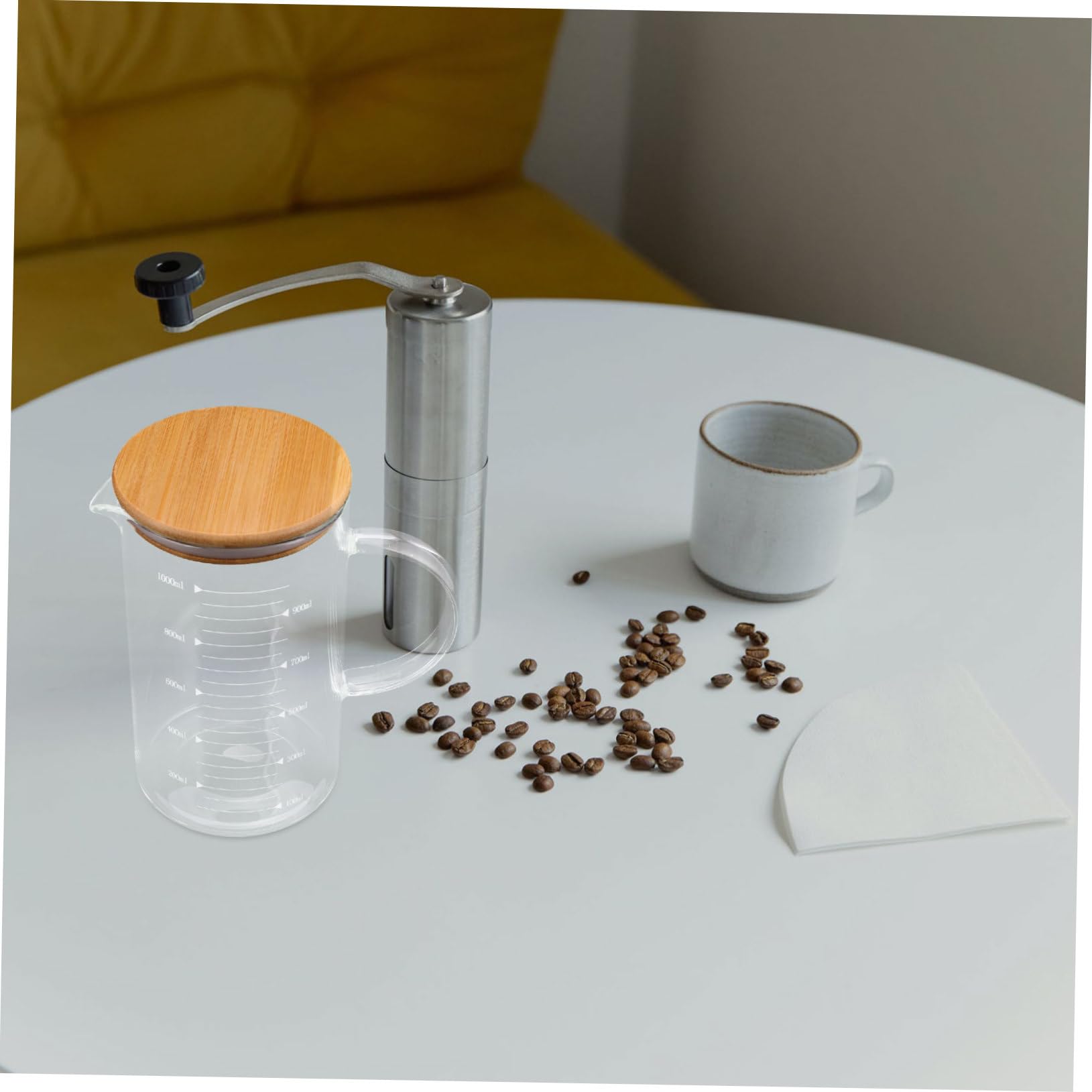 COLLBATH Pichet Mesures Claires Doseur en Verre 1000ml avec Couvercle et Poignée Design Élégant pour Usage Quotidien et Réception des Invités